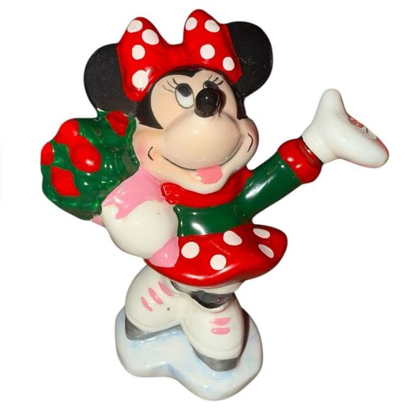Vintage Disney Enesco Wonderful Winterland Minnie Mouse Skates Figurine Box New - Picture 2 of 5
